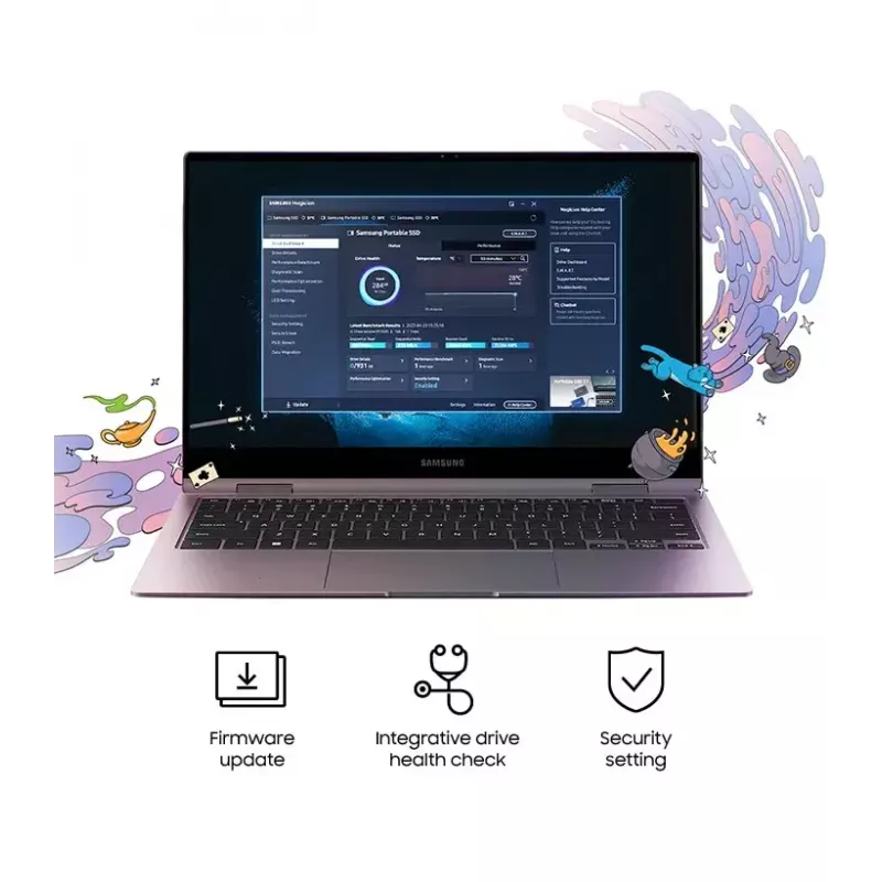 SSD externo Samsung T7 Portable 1 TB, USB-C 3.2 Gen 2, NVMe, encriptação de hardware AES-256, azul