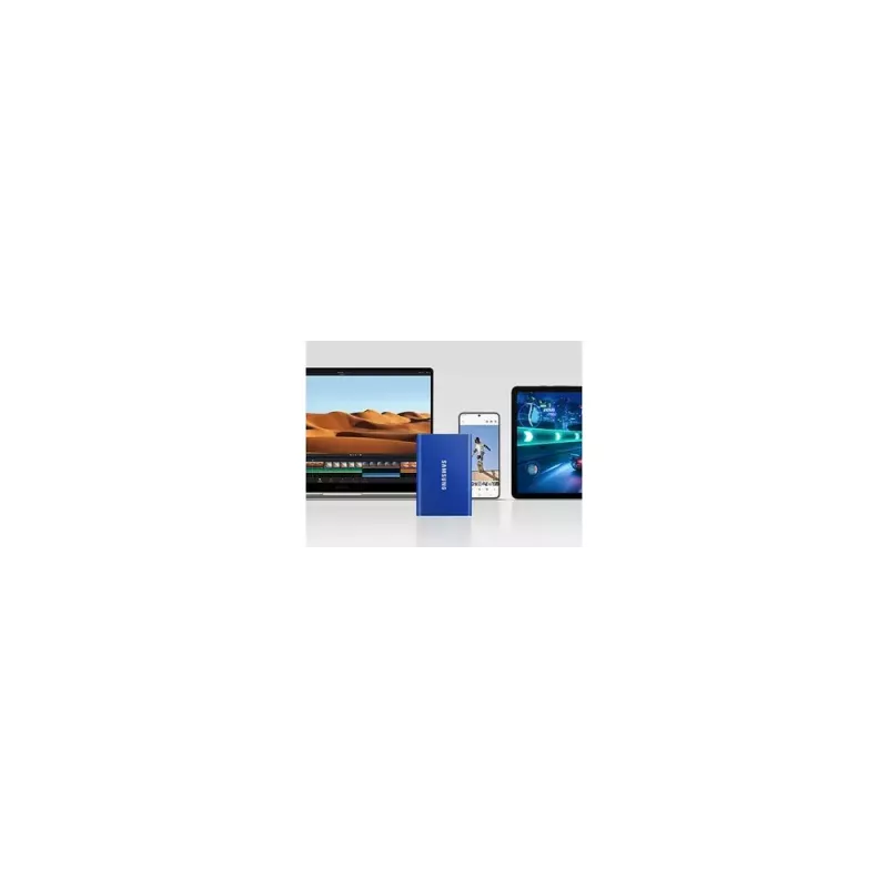 SSD externo Samsung T7 Portable 1 TB, USB-C 3.2 Gen 2, NVMe, encriptação de hardware AES-256, azul