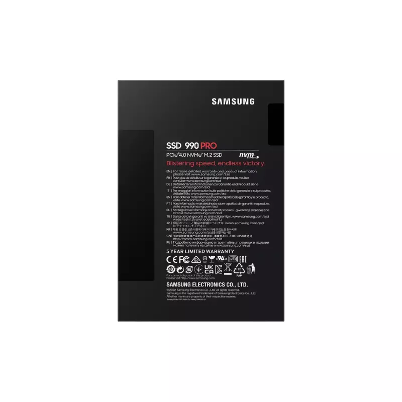 Disco SSD Samsung 990 PRO 4 TB M.2 PCI Express 4.0 NVMe V-NAND MLC
