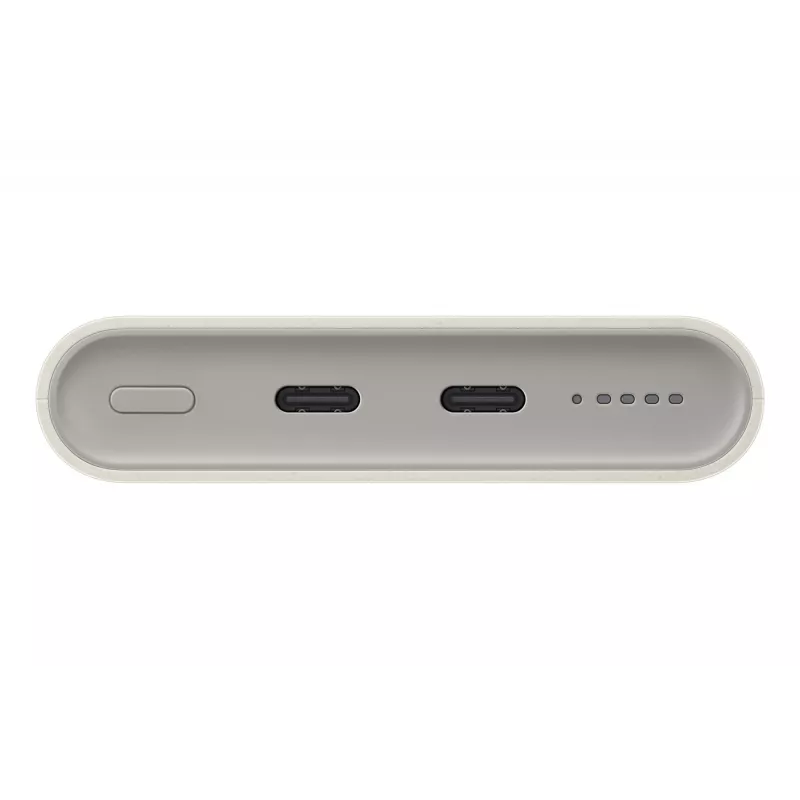 Powerbank Samsung EB-U2510XUEGEU 10000 mAh, PD 3.0 25W, entrada e saída USB-C, carregamento sem fios, saída para 3 dispositivos, bege