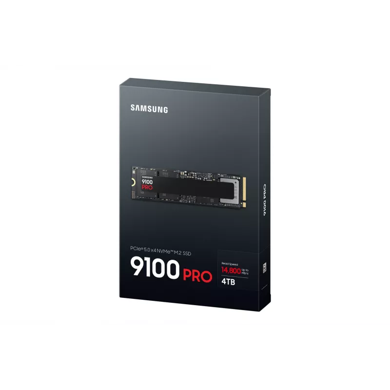 SSD M.2 Samsung 9100 PRO 4 TB PCIe 5.0 NVMe — 2280, leitura 14800 MB/s, escrita 13400 MB/s, V-NAND TLC