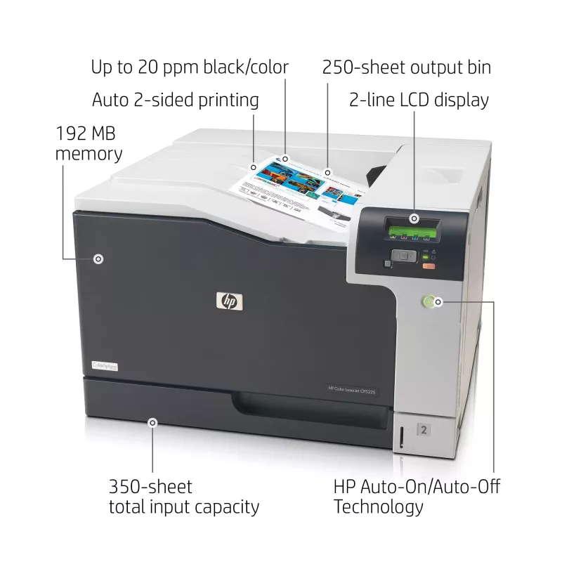 HP Color LaserJet Professional CP5225dn Impressora, Laser, Cor, 600 x 600 DPI, A3, 20 páginas/min, Impressão frente e verso