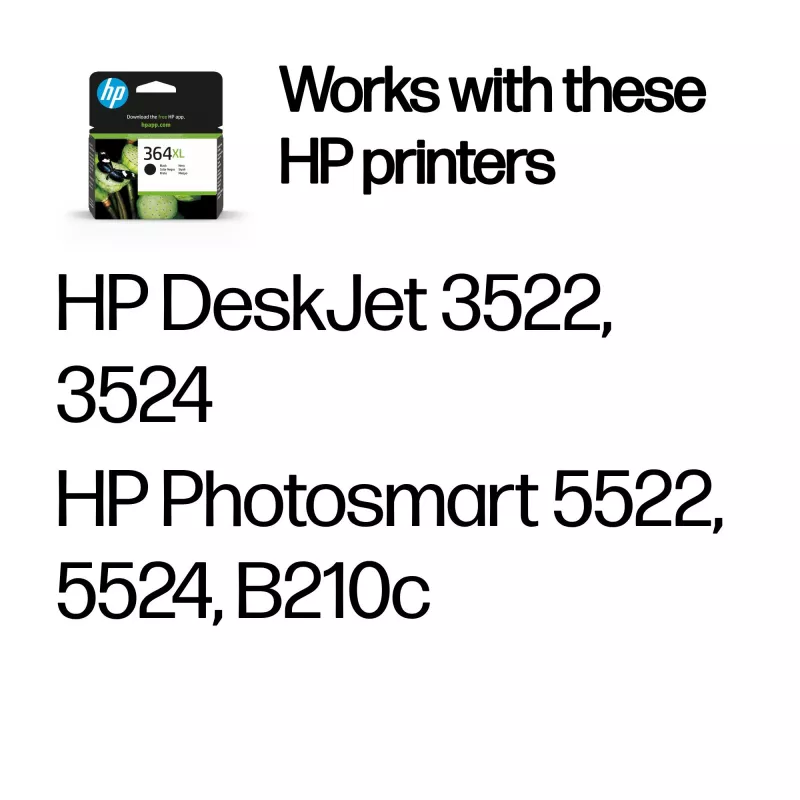 Tinteiro original HP 364XL preto, alto rendimento
