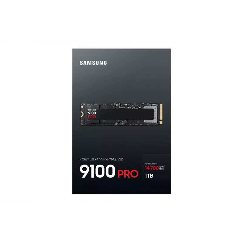 Disco SSD M.2 NVMe Samsung 9100 PRO 1 TB, PCIe 5.0, 2280, leitura 14700 MB/s, escrita 13300 MB/s
