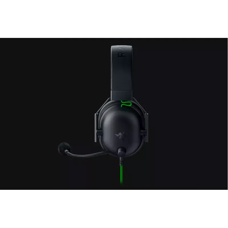 Headset gaming com fios Razer BlackShark V2 X — binaural, 3,5 mm, 32 Ω, 100 dB, microfone articulado com cancelamento de ruído, cabo de 1,3 m, verde/preto