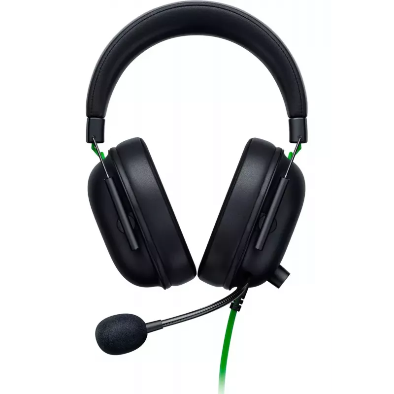 Headset gaming com fios Razer BlackShark V2 X — binaural, 3,5 mm, 32 Ω, 100 dB, microfone articulado com cancelamento de ruído, cabo de 1,3 m, verde/preto