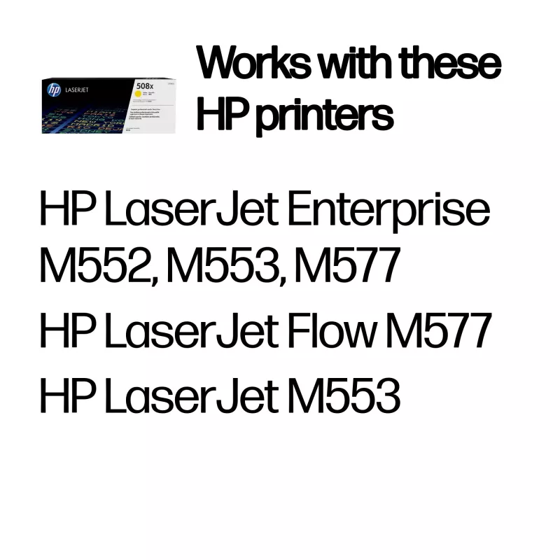 Toner original HP 508X amarelo de alta capacidade LaserJet, 9500 páginas, amarelo, 1 unid.