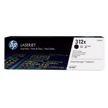 Pack de toners HP 312X (CF380XD) — 2× preto, alta capacidade, 8.800 páginas cada