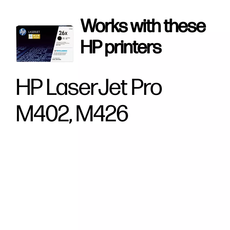 HP 26X Toner Original LaserJet de alto rendimento preto, 9000 páginas, preto, 1 unid.
