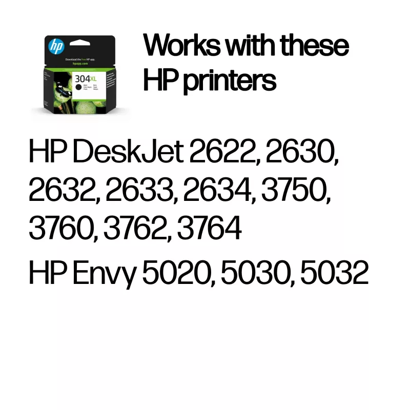 HP 304XL Cartucho de tinta Original preto, preto, 1 unid., 300 páginas