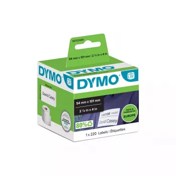 Etiquetas de envio em grande quantidade/crachás DYMO Authentic LabelWriter | 54 mm x 101 mm | Autoadesivas | Rolo com 220 etiquetas Easy-Peel | para impressoras de etiquetas LabelWriter | Fabricado na Europa
