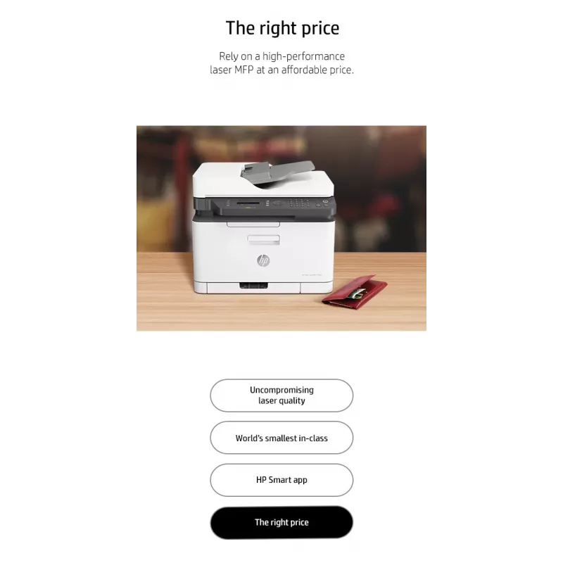 HP Color Laser MFP 179fnw, Laser, Impressão a cores, 600 x 600 DPI, A4, Impressão direta, Preto, Branco