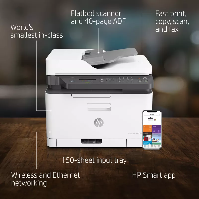 HP Color Laser MFP 179fnw, Laser, Impressão a cores, 600 x 600 DPI, A4, Impressão direta, Preto, Branco