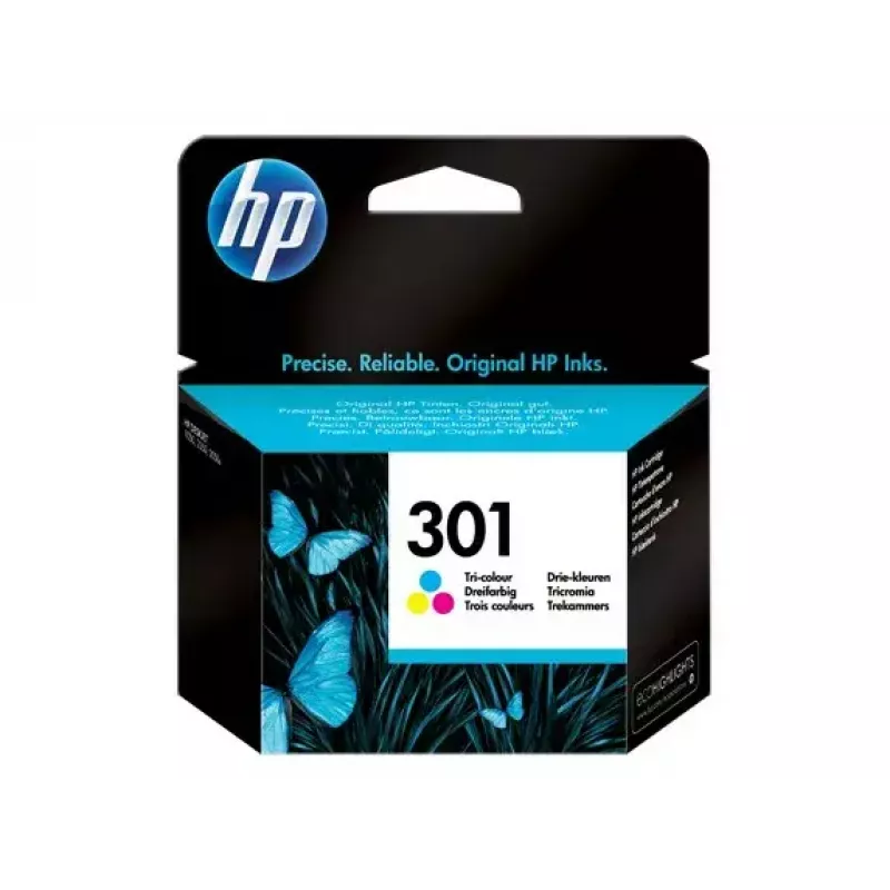 HP 301 tinteiro original, 3 cores. Rendimento de páginas a cores: 150 páginas, cores de impressão: ciano, magenta, amarelo, quantidade por embalagem: 1 unid.