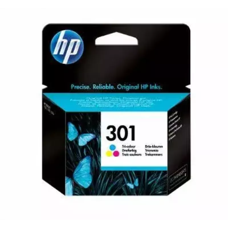 HP 301 tinteiro original, 3 cores. Rendimento de páginas a cores: 150 páginas, cores de impressão: ciano, magenta, amarelo, quantidade por embalagem: 1 unid.