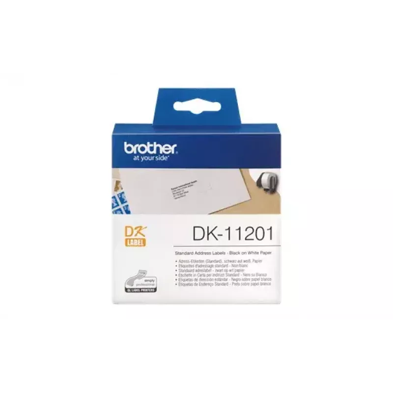 Etiquetas de endereço Brother DK11201 preto sobre branco