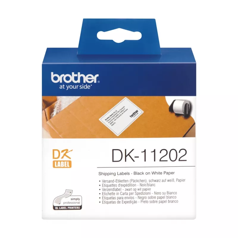 Etiquetas de envio Brother DK11202 preto sobre branco 62 mm