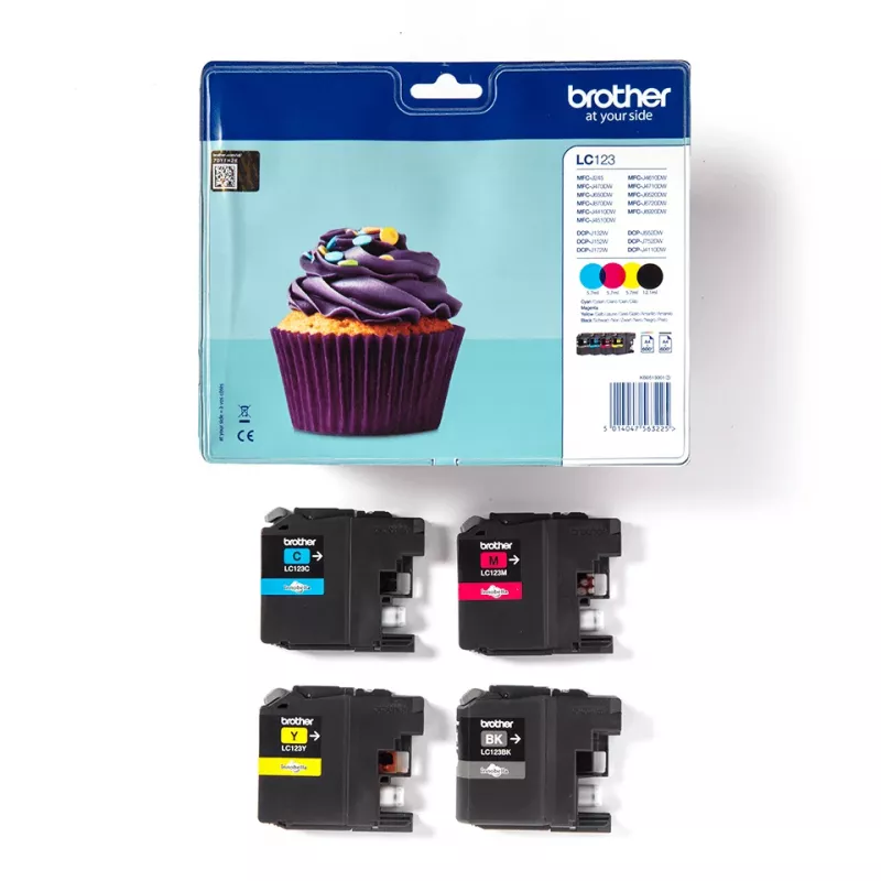 Tinteiro Brother LC-123VALBP 4 unid. Original Preto, Ciano, Magenta, Amarelo