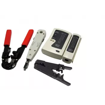 Conjunto de ferramentas de preparação de cabos LOGILINK WZ0012 — Ferramentas para RJ45 e RJ11 (descarnador, alicate de cravar, cortador)