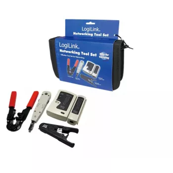 Conjunto de ferramentas de preparação de cabos LOGILINK WZ0012 — Ferramentas para RJ45 e RJ11 (descarnador, alicate de cravar, cortador)