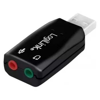 Placa de som USB LOGILINK UA0053 — Interface USB, saída de áudio 5.1 canais