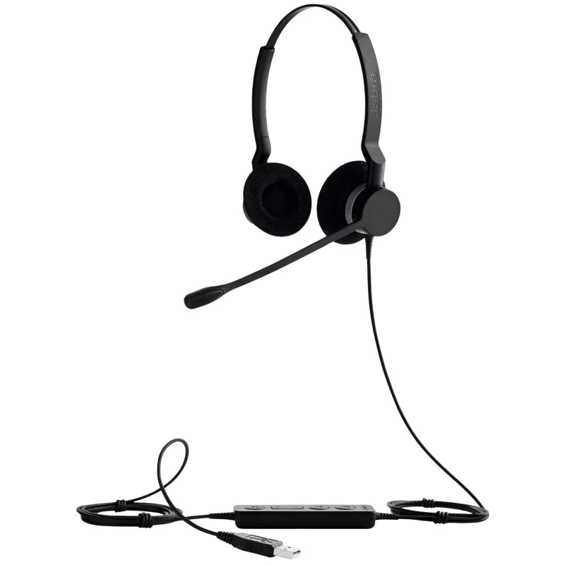 Jabra BIZ 2300 Duo, USB, MS, com fios, escritório/call center, 150 - 4500 Hz, 68 g, headset, preto