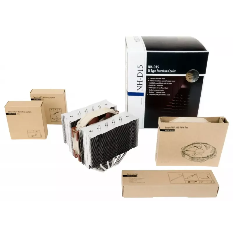 Cooler Noctua NH-D15 14 cm bege castanho aço 1500 rpm 140,2 m³/h