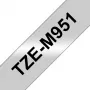 Fita de rotulagem Brother TZE-M951 preto sobre prateado