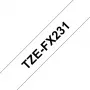 Fita de rotulagem Brother TZE-FX231, preto sobre branco TZ