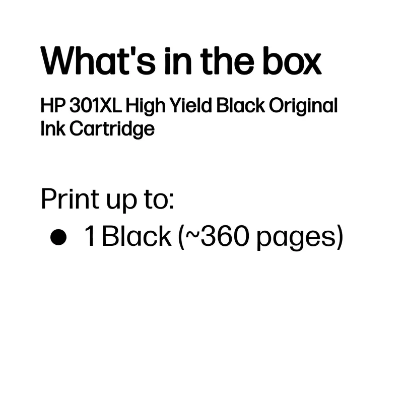 HP 301XL tinte original preto, alta capacidade, preto, 1 unid., 360 páginas