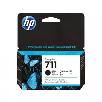 HP 711 tinteiro DesignJet 38 ml preto, HP DesignJet T100, T120, T125, T130, T520, T525, T530 séries de impressoras, jato de tinta térmico, preto, Singapura, Malásia, 119 mm, 126 mm