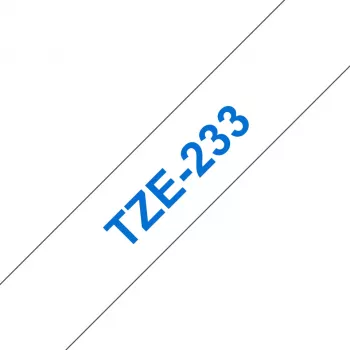 Fita de etiquetagem Brother TZE-233 azul sobre branco