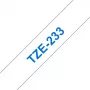 Fita de etiquetagem Brother TZE-233 azul sobre branco