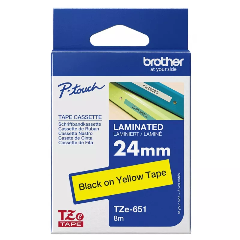 Fita de etiquetagem Brother TZE651 24mm amarelo