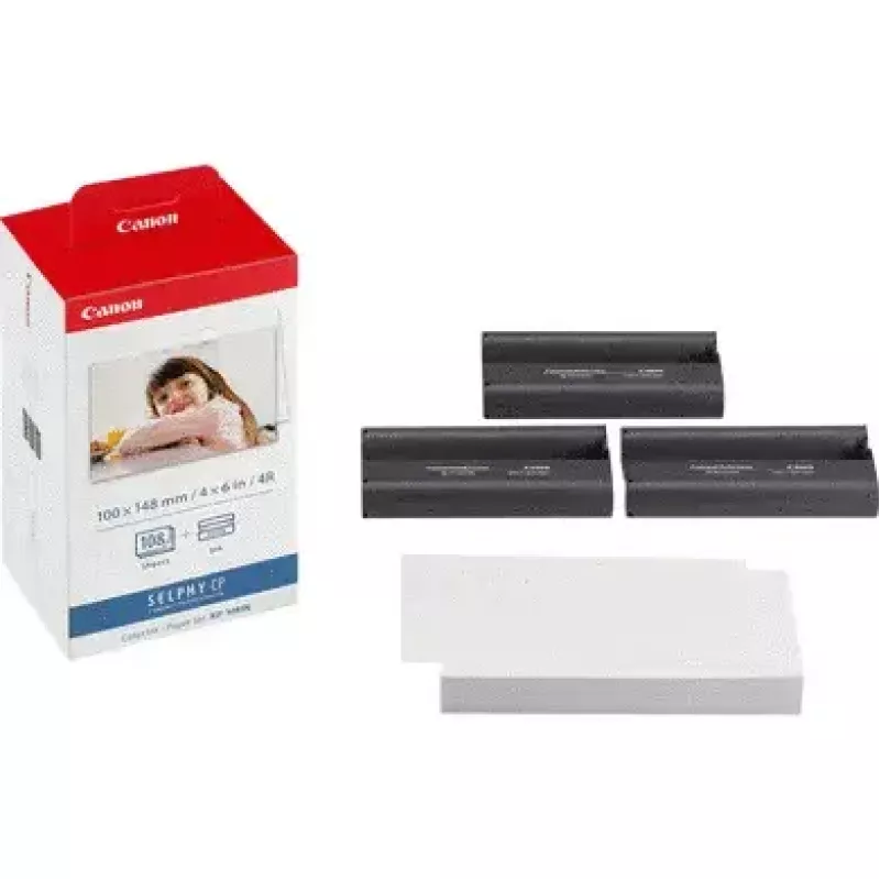 Canon SELPHY KP-108IN Conjunto de tinta e papel, 108 folhas, 100x148 mm