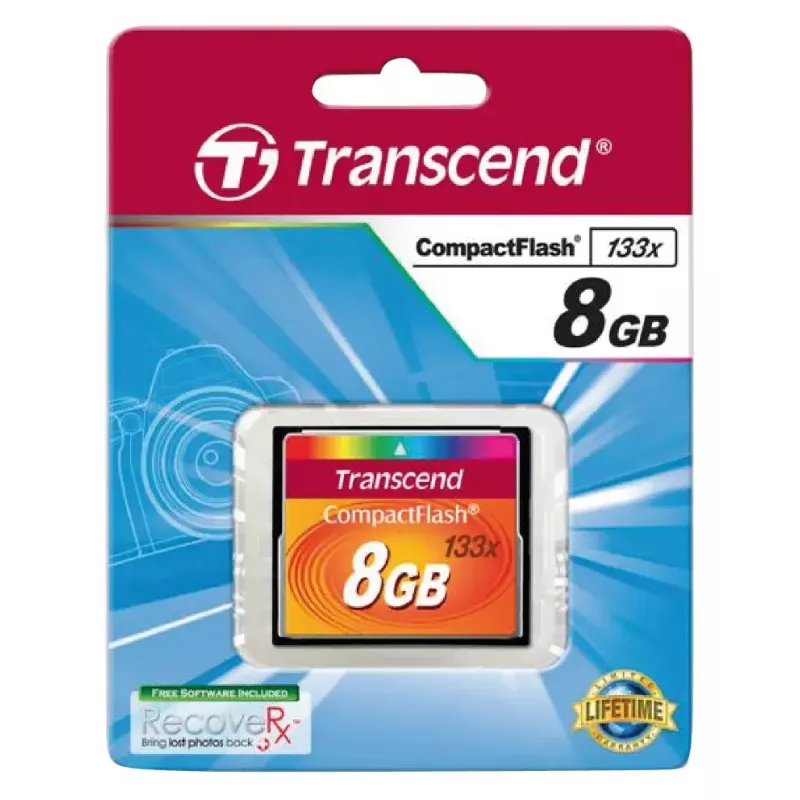 Cartão CompactFlash Transcend TS8GCF133, 8GB, 50MB/s leitura, 20MB/s escrita