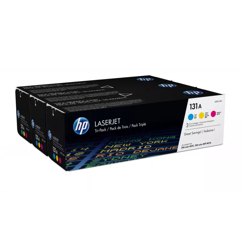 Cartuchos de toner HP 131A pack de 3 ciano/magenta/amarelo originais LaserJet