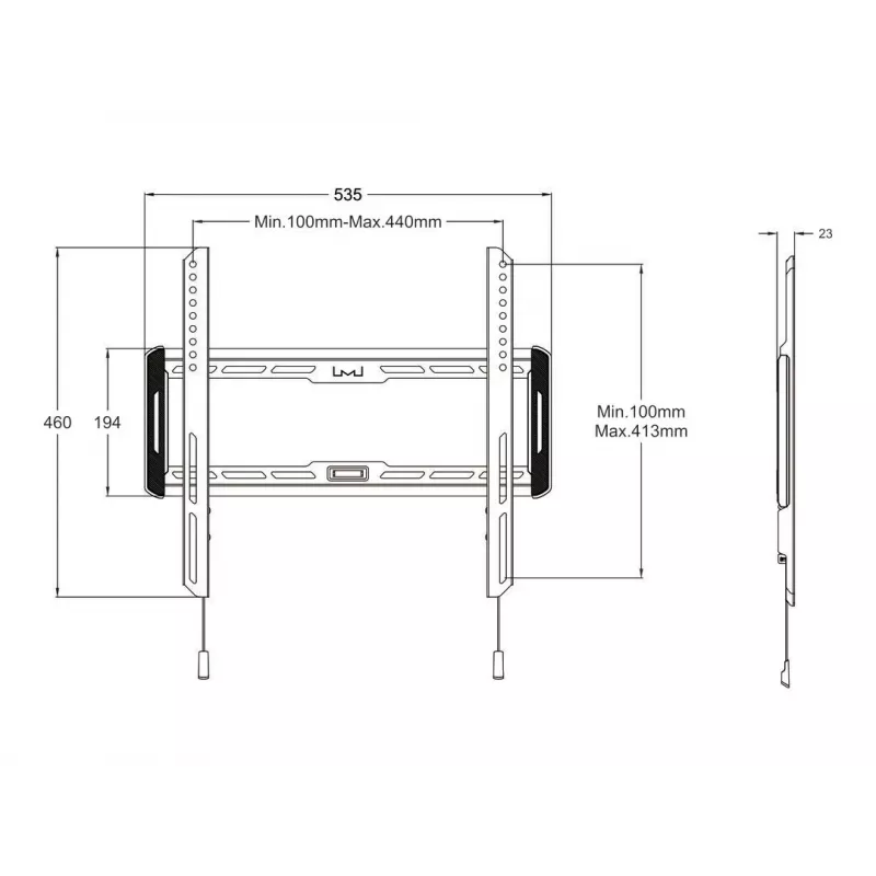 Suporte de parede fixo Multibrackets M Universal médio preto
