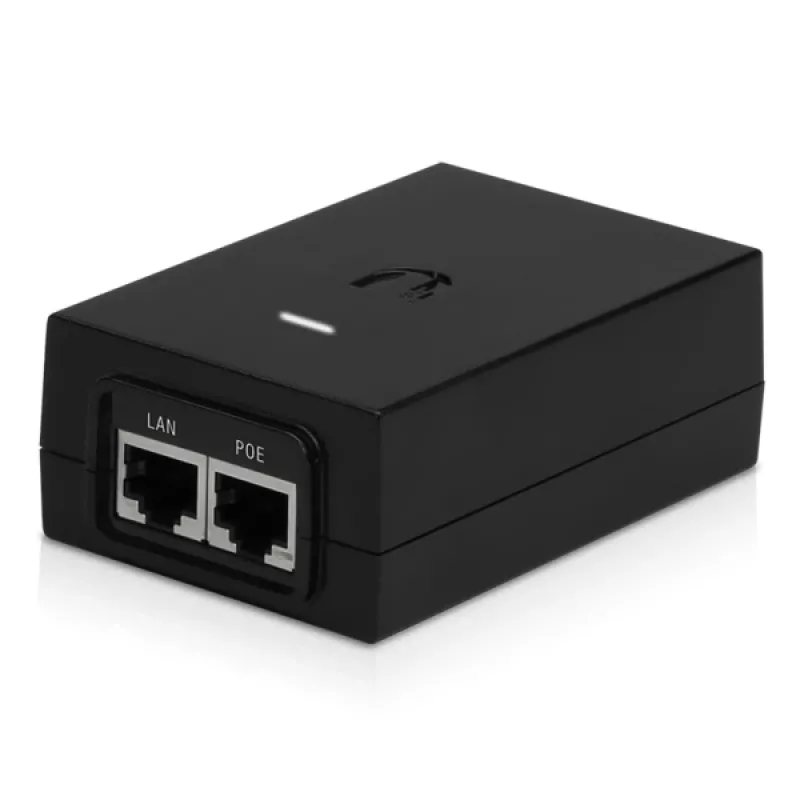 Adaptador PoE UBIQUITI POE-48-24W, 48 V PoE, 2x portas RJ-45 Fast Ethernet, entrada 100–240 V