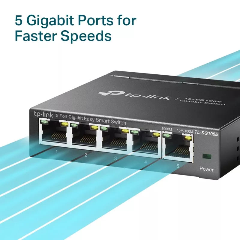 TP-Link switch Gigabit Easy Smart de 5 portas, gerido, L2, Gigabit Ethernet (10/100/1000)