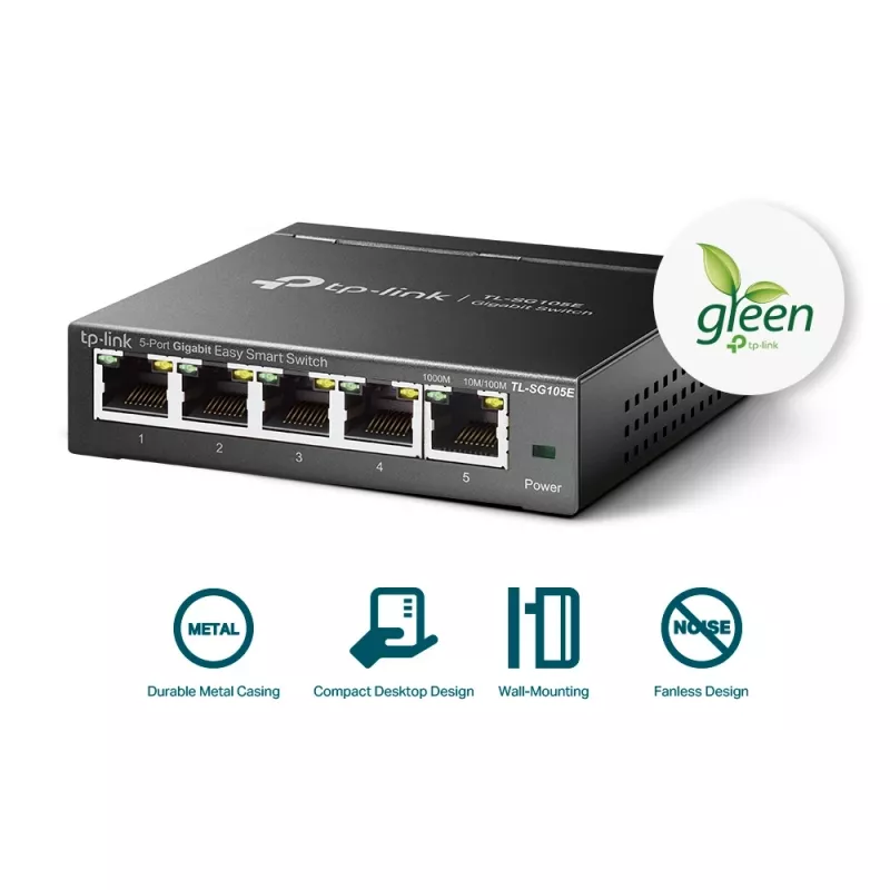 TP-Link switch Gigabit Easy Smart de 5 portas, gerido, L2, Gigabit Ethernet (10/100/1000)