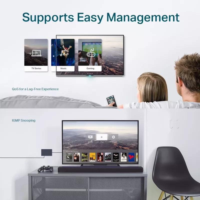 TP-Link switch Gigabit Easy Smart de 5 portas, gerido, L2, Gigabit Ethernet (10/100/1000)