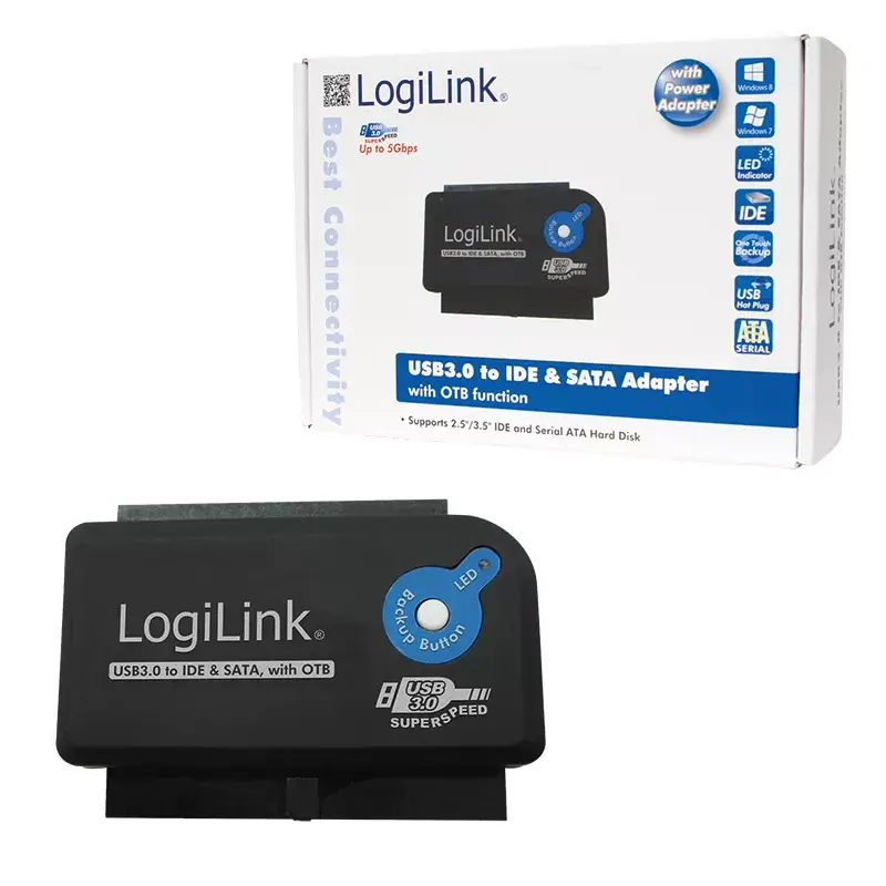 Adaptador de cabo LogiLink AU0028A USB 3.0 IDE SATA preto