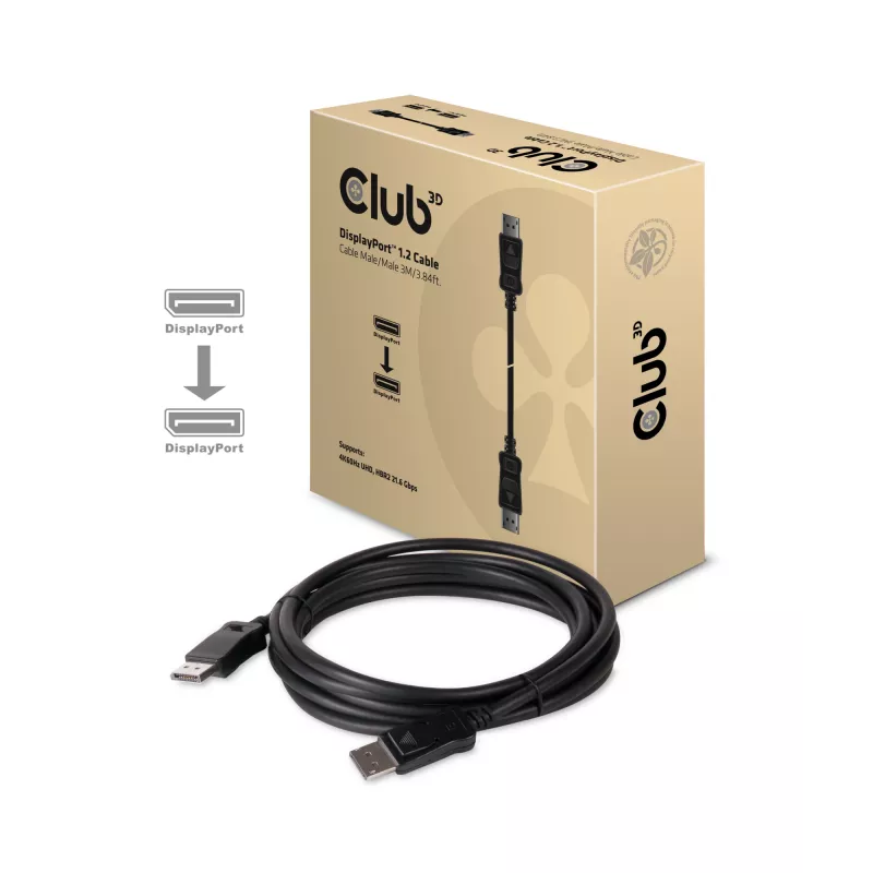 CLUB3D cabo DisplayPort 1.2 M/M 3 metros 4K60Hz 21.6Gbps