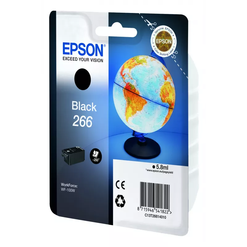 Epson Globe embalagem individual preto 266 cartucho de tinta, preto, tinta pigmentada, 5,8 ml, 1 unid., 250 páginas