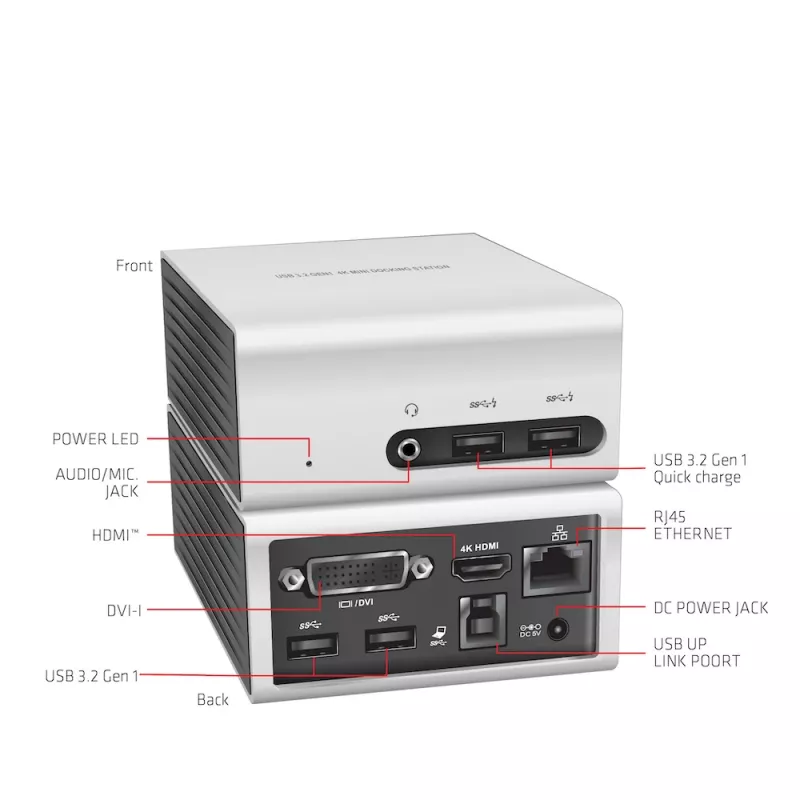 Estação de acoplamento mini CLUB3D USB 3.2 Gen 1 4K UHD a 30 Hz design ultra-slim