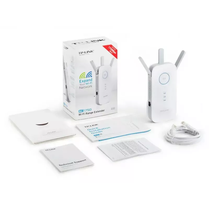 Extensor TP-LINK RE450 802.11ac, 2,4 GHz/5 GHz, 450+1300 Mbit/s, 10/100/1000 Mbit/s, portas Ethernet LAN (RJ-45) 1, tipo de antena 3x externa