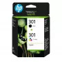HP 301 pack de 2 cartuchos de tinta originais preto/tricolor, preto, ciano, magenta, amarelo, tinta pigmentada, 2 unidades, 170 páginas