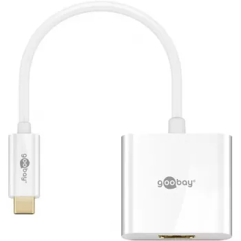 Adaptador gráfico USB GOOBAY 66259 — entrada USB 3.2 Gen 1 Type-C, branco, cabo de 0,2 m