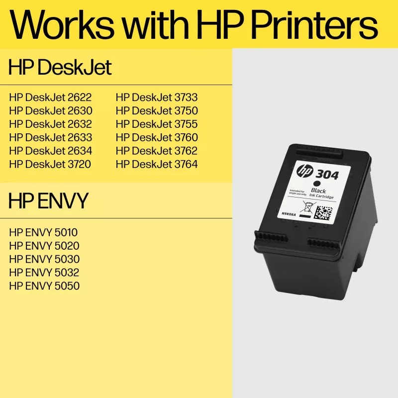 HP 304 Tinteiro original preto, preto, 1 unid., 120 páginas